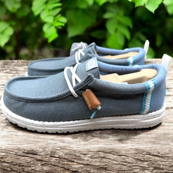 Hey Dude Men\'s Wally Craft Linen Shoes - Monument Grey/Faded Denim -  Size 9 main image 6